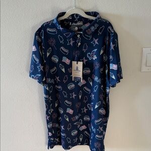 chubbies Navy Polo with Patriotic Snack & Stars Print